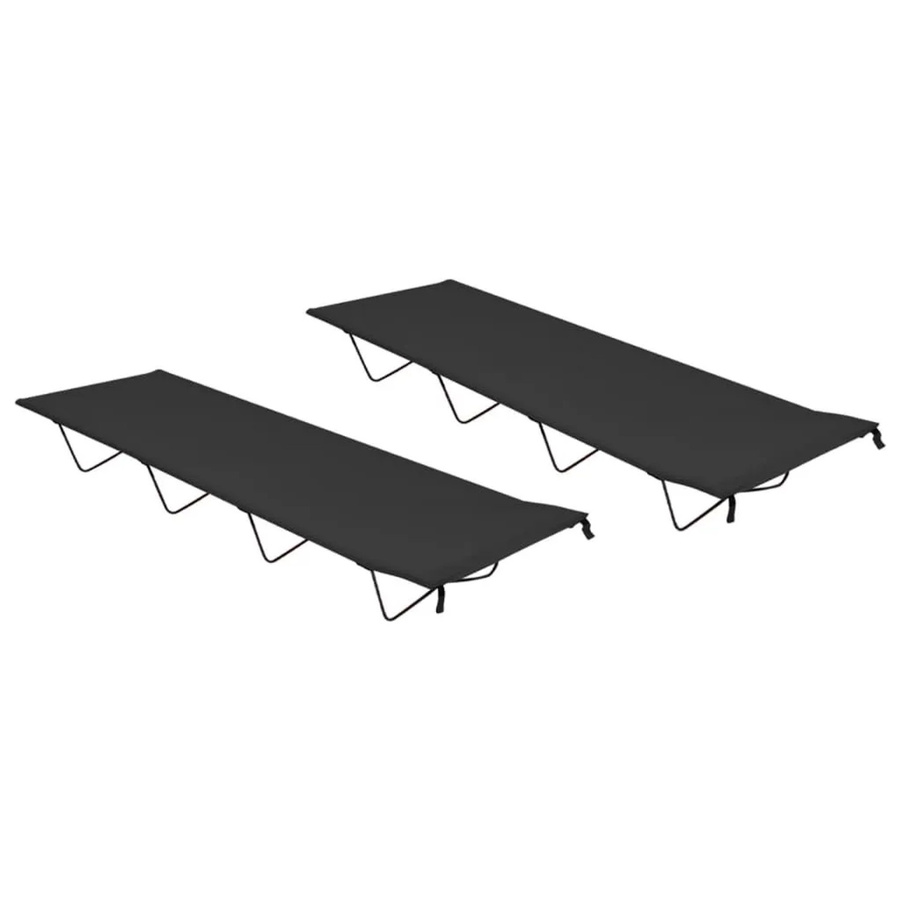 2er-Set vidaXL Campingbetten aus Oxford-Gewebe und Stahl, Schwarz, B/T/H: 180 x 60 x 19 cm - Bild 2