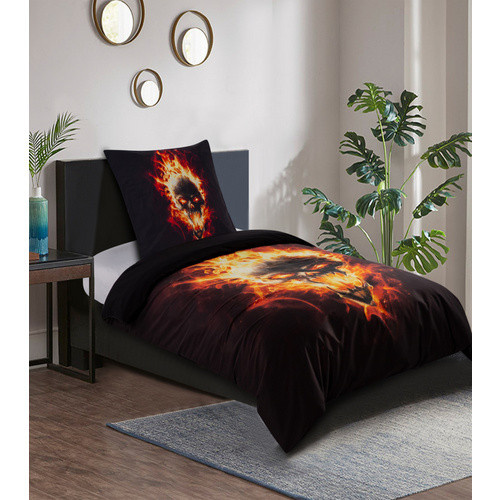 Sanilo Bettwäsche 2-teilig Totenkopf in Flammen aus Baumwolle, Braun/Schwarz, B/H: 135 x 200 cm und 80 x 80 cm - Bild 4