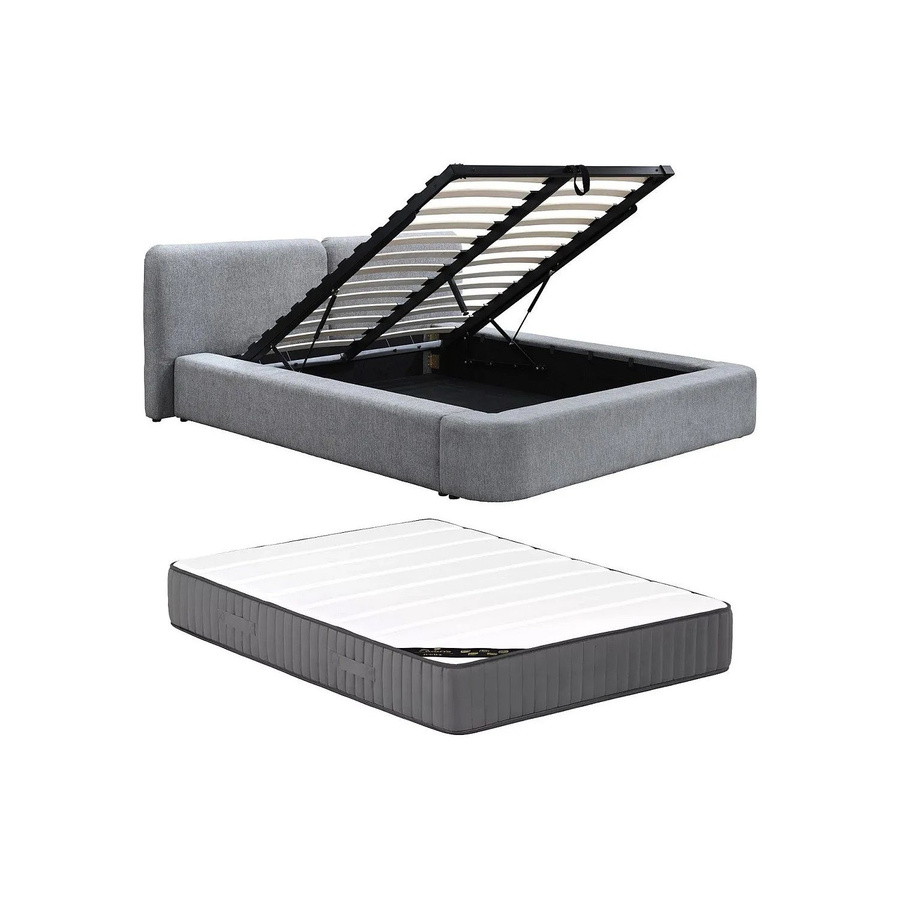 Vente-unique Bett Judalo mit Bettkasten in Grau, B/T/H: 180 x 200 x 90,5 cm (Höhe: 231 cm) - Bild 2