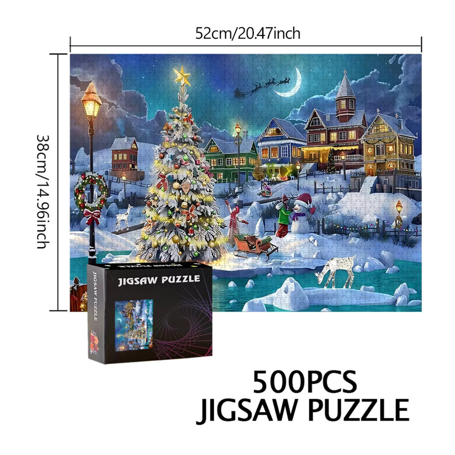 AZNM Weihnachtsbaum- und Haus-Puzzlespiel, Natur, Bunt / Mehrfarbig, Pappe / Karton - Bild 4