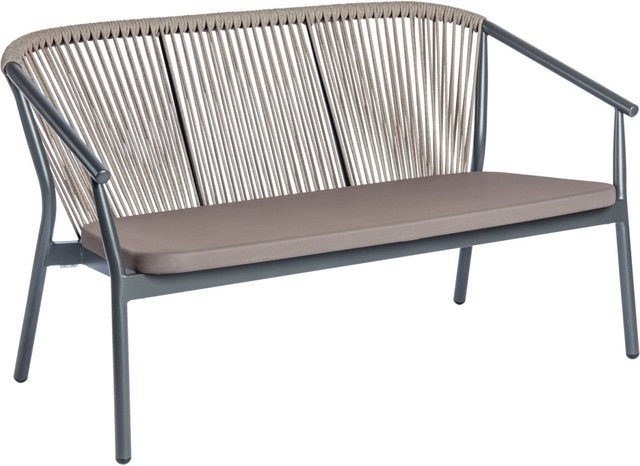 VEGA Outdoor Sofa Calvo 3-Sitzer mit anthrazitfarbenem Aluminiumgestell und taupefarbenen Polstern, B/T/H: 140 x 75 x 78 cm - Bild 1