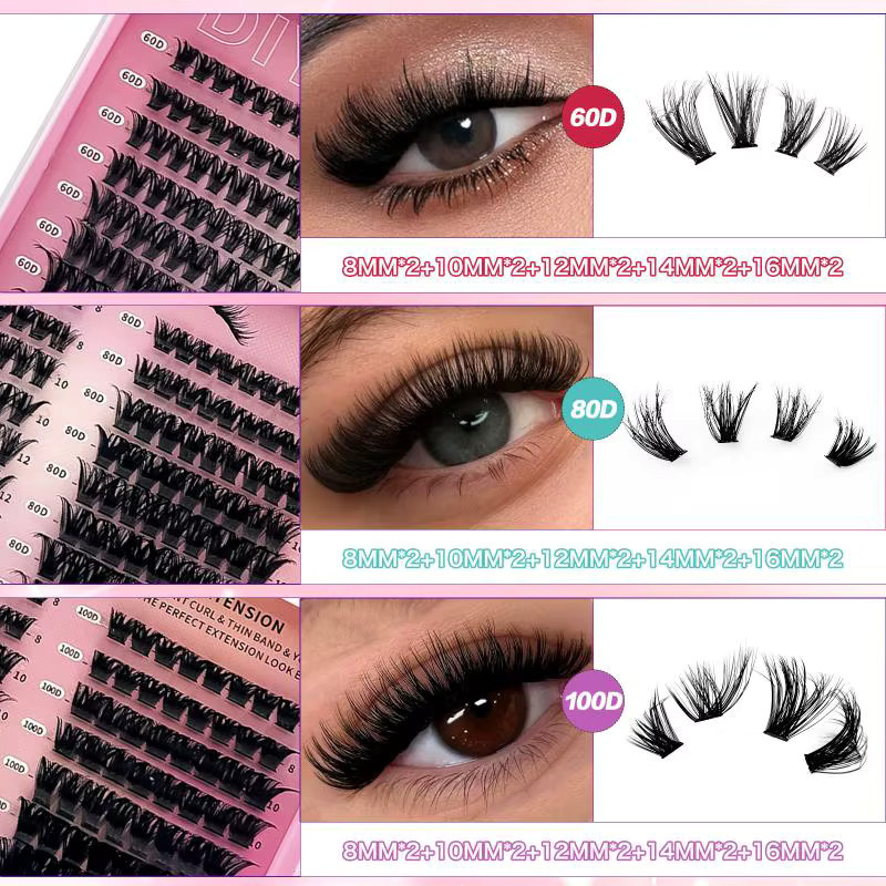 HNKMP DIY Wimpern-Cluster-Set D-Curl, Unisex, Natürlich - Bild 3