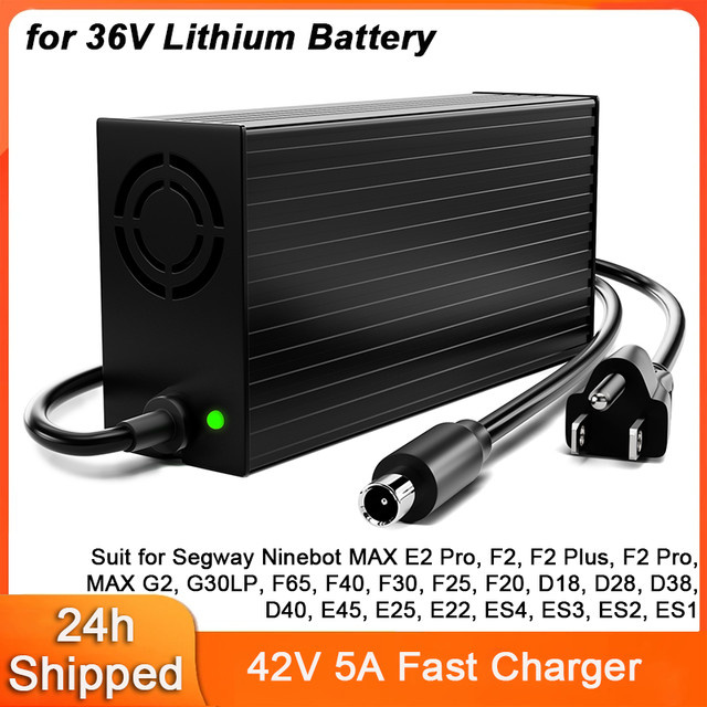 Segway Ninebot Schnellladegerät 42V 5A für 36V Lithium-Ionen-Akkus, Schwarz - Bild 1