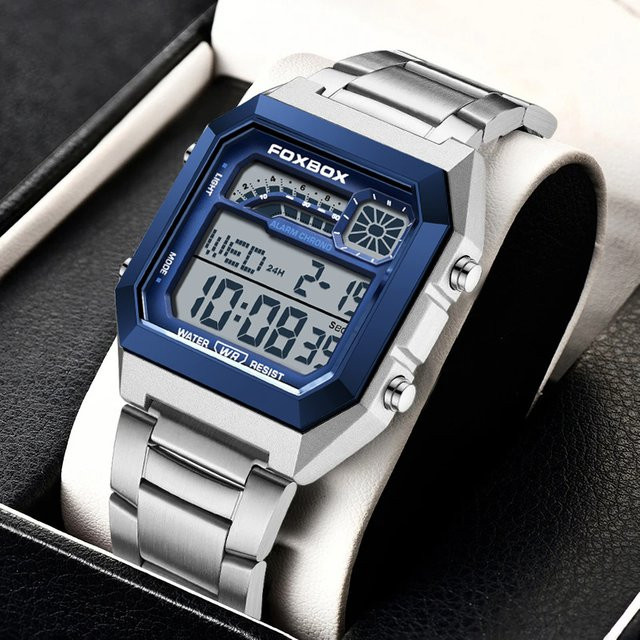 FOXBOX Armbanduhr Digital, Chronograph, Stoppuhr, Schwarz, Herren - Bild 1