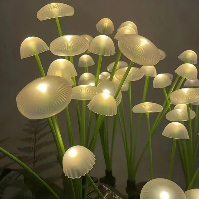 YWZT BEIMT Factory Solar Quallen Schwinglichter für den Garten, Wasserdichte LED Außenleuchte in Beige für Terrasse und Wegdeko - Bild 1
