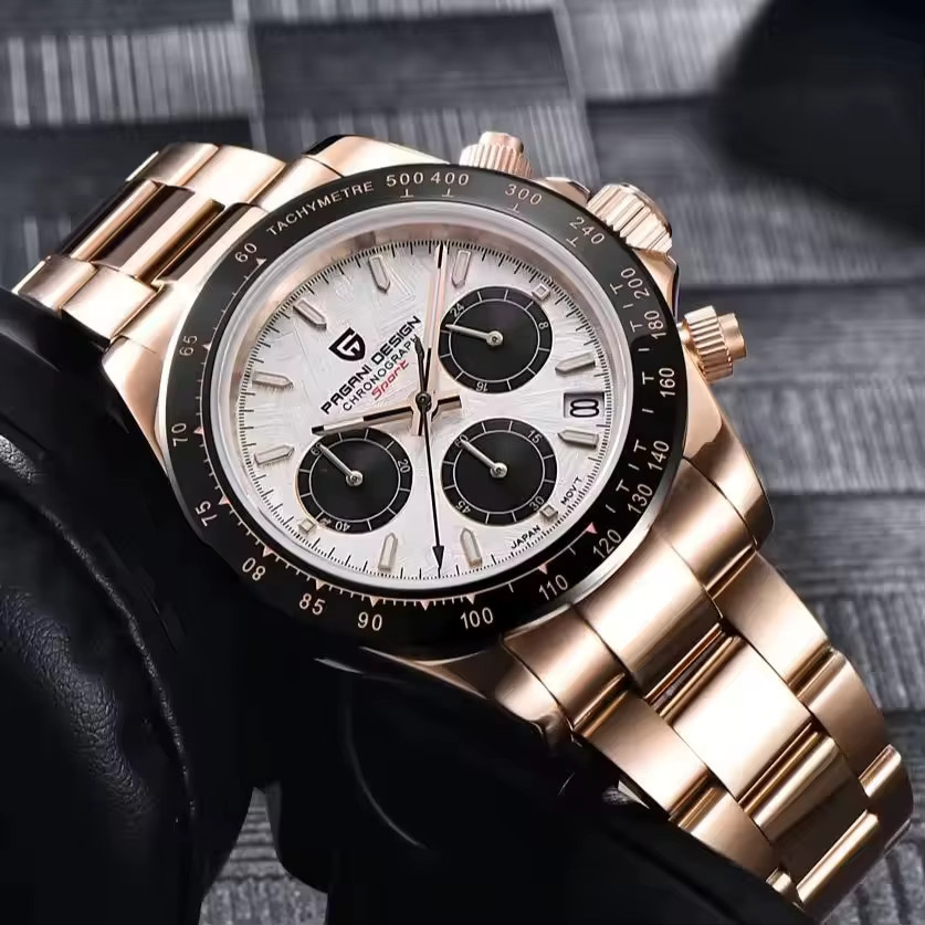 PAGANI DESIGN Chronograph Armbanduhr, Roségold, Edelstahl, Quarz, Herren - Bild 2
