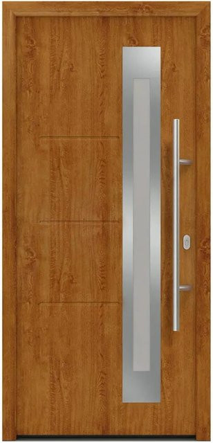 EcoStar Haustür Isopro IP 780S in Golden Oak, Farbe Braun, mit Glaseinsatz, B/H: 110 x 210 cm, DIN Rechtsausführung - Bild 1