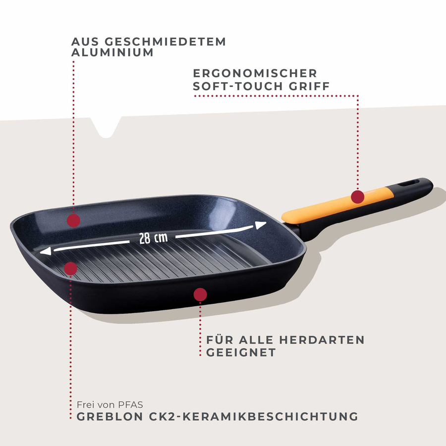 Fackelmann Grillpfanne Soft Collection aus Keramik in Schwarz mit Ø 28 cm Durchmesser - Bild 3