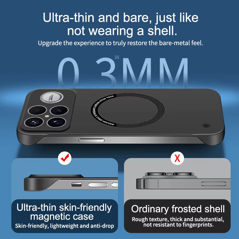 Magnetische und stoßfeste Handyhülle für Xiaomi Poco F8 Ultra und Poco F8 Pro in Schwarz und Blau, luxuriöses mattes Design aus Hart-PC - Bild 2