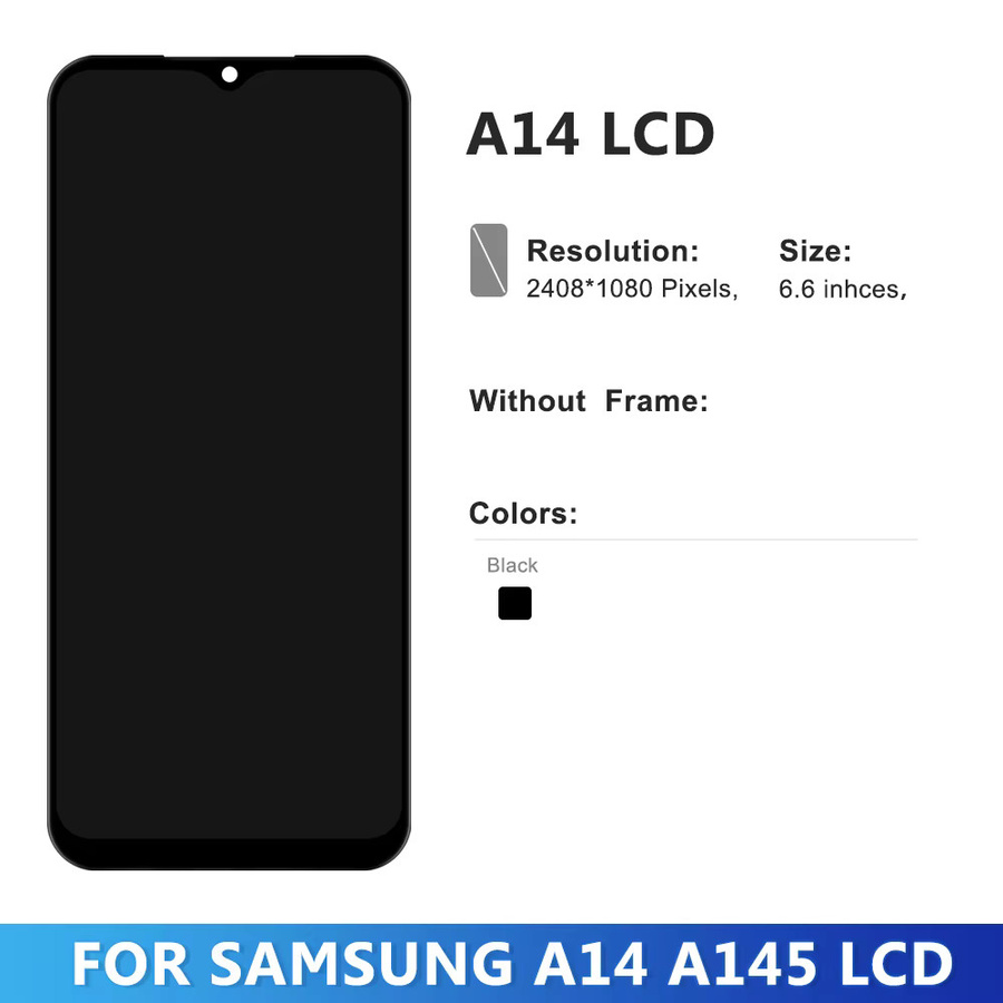 Samsung Ersatzbildschirm mit 6,6 Zoll LCD-Display und Touchscreen-Digitizer-Baugruppe für A14 4G LTE A145F A145P A145M in Schwarz - Bild 2