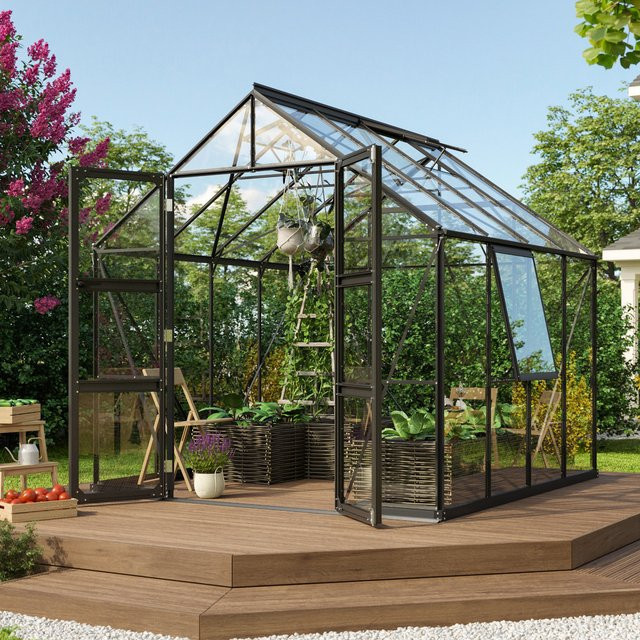 Vitavia Gewächshaus Olymp 6700 in Schwarz mit 3 mm ESG-Glas, B: 257 cm, T: 258 cm, Fläche: 6,7 m² - Bild 1