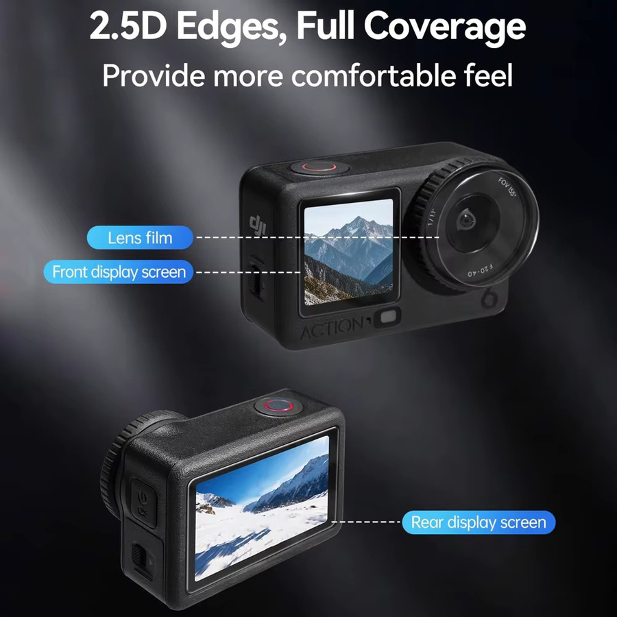 2er-Pack EXSKOF Displayschutzfolie für DJI Osmo Action 6, gehärtetes Glas mit 9H Härtegrad, transparent und kratzfest - Bild 3