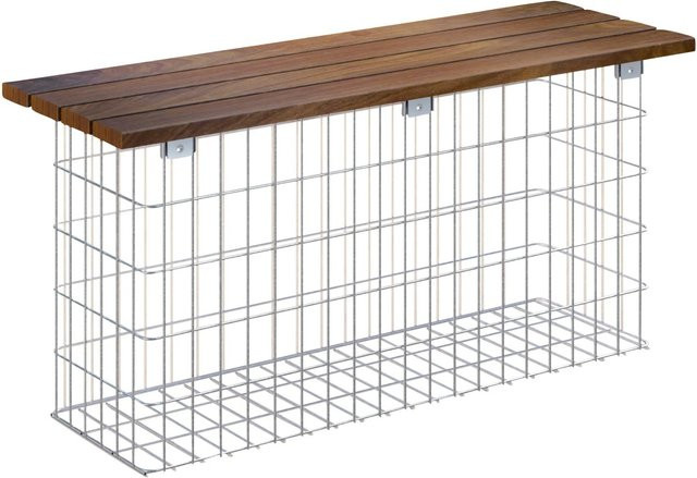 Gabiona Gabionen-Bank aus Stahl und Cumaru-Holz, silberfarben, B/H/T: 102 x 50 x 32 cm - Bild 1