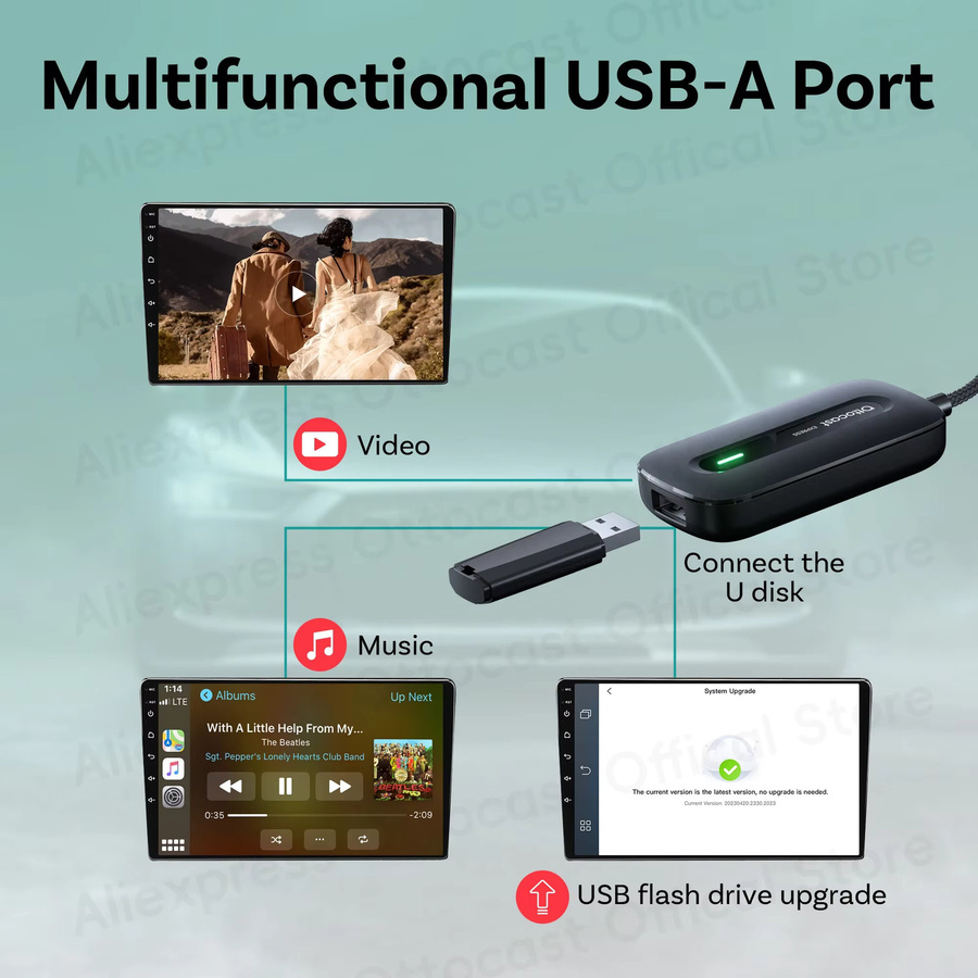 OTTOCAST Play2Video Express Wireless CarPlay und Android Auto Adapter für YouTube und Netflix in Schwarz - Bild 6