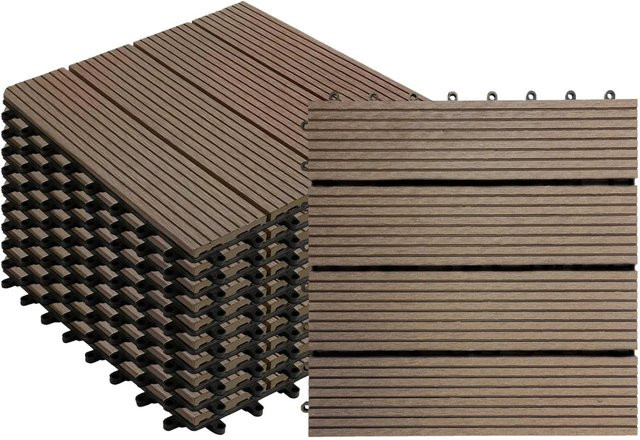 Karat WPC Terrassenfliesen Royal Dunkelbraun 11er-Set mit Click-System, B/B: 30 x 30 cm - Bild 1