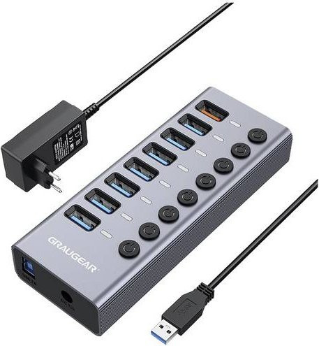 GrauGear G-HUB71-A 7 Port USB 3.2 Gen 1 Hub in Grau - Bild 1