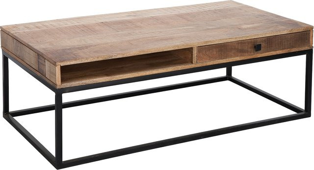 Riess-Ambiente Couchtisch IRON CRAFT aus Mangoholz mit Schublade und schwarzem Metallgestell im Industrial Design, Breite: 100 cm - Bild 1