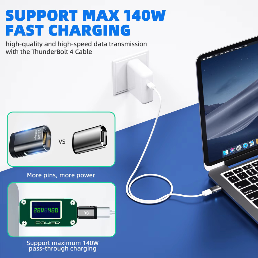 FONKEN Magnetischer USB-C-Adapter für MacBook Pro und Air, USB 4.0 Typ-C Konverter mit 140W PD Schnellladung, 40Gbps Datenübertragung und 8K@60Hz Unterstützung - Bild 3