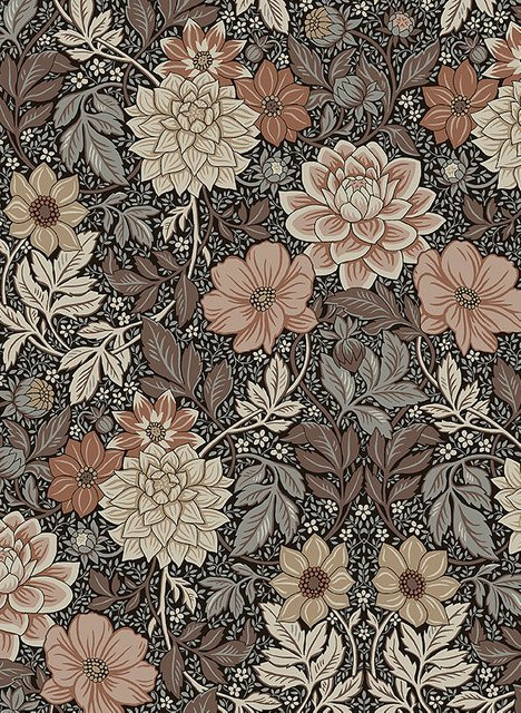 BoråsTapeter Tapete Dahlia Garden 7689 Floral Art Nouveau Vlies in Braun - Bild 1
