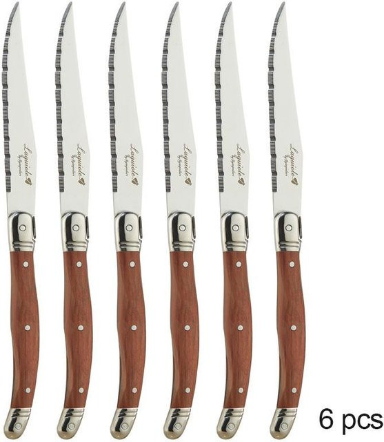Laguiole Besteckset aus Edelstahl und Holz in Silber, bestehend aus Steakmesser, Gabel und Löffel - Bild 1