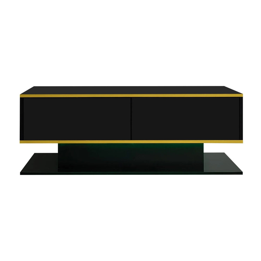 okwish Couchtisch in Schwarz mit 3 Schubladen und USB-LED-Lichtstreifen, B/T/H: 100 x 50 x 40 cm - Bild 2