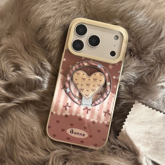 Stoßfeste iPhone Handyhülle mit Magnetständer und Schleifenknoten-Design in Pink für iPhone 17 Air, 16, 15, 14, 13 Pro Max - Bild 1