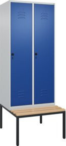 C+P Spind Classic PLUS Garderobenschrank mit Sitzbank, 2 Abteile, Sicherheits-Drehriegel und 4 Garderobenhaken, B/T/H: 212,0 x 80,0 x 81,5 cm - Bild 1