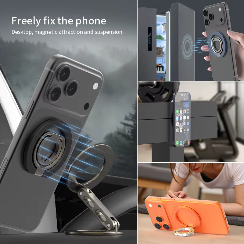 Doppelseitiger magnetischer MagSafe Handy-Ringhalter und Telefonständer in Grau für Samsung und andere Smartphones - Bild 3