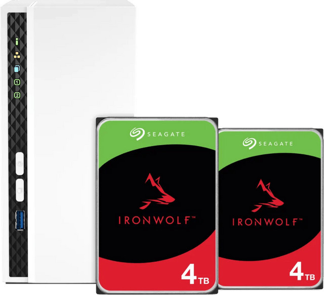 QNAP TS-233 NAS-System mit Seagate Ironwolf 4 TB HDD Doppelpack in Weiß - Bild 1