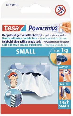 tesa Powerstrips Small doppelseitiger Klebestreifen Weiß 14 Stück - Bild 1