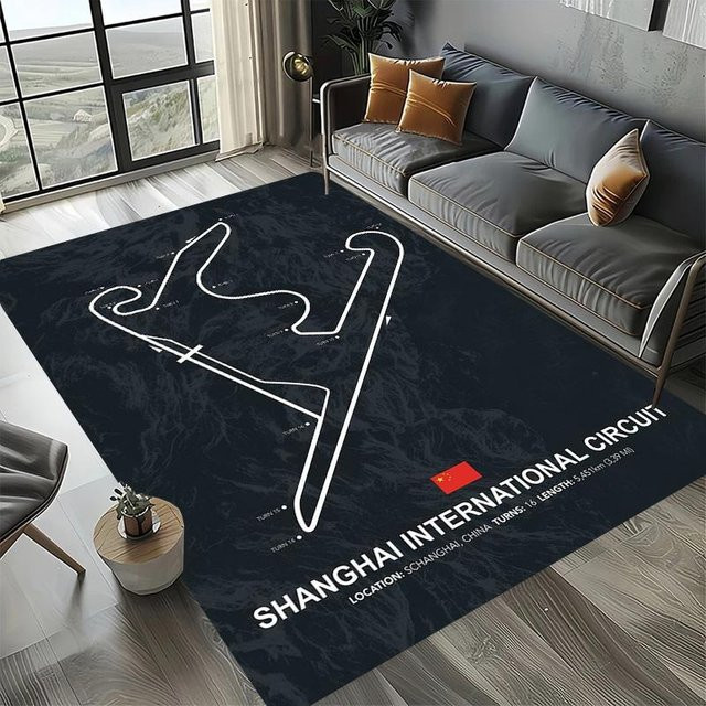 Magic Zhu Motorsport Teppich mit Formel 1 Rennstrecken-Design Imola und Monaco, Schwarz, B: 160 cm, T: 120 cm - Bild 1