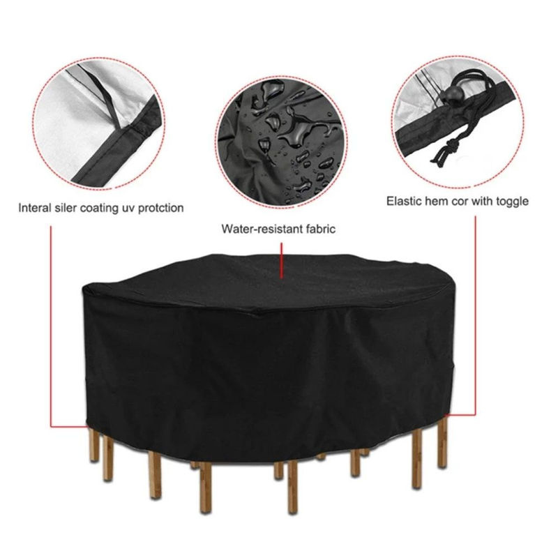 Huapate Staubdichte Cove-Abdeckung für Gartenmöbel, rund, wasserabweisend, Schwarz, Durchmesser: 120 cm, Höhe: 75 cm - Bild 7