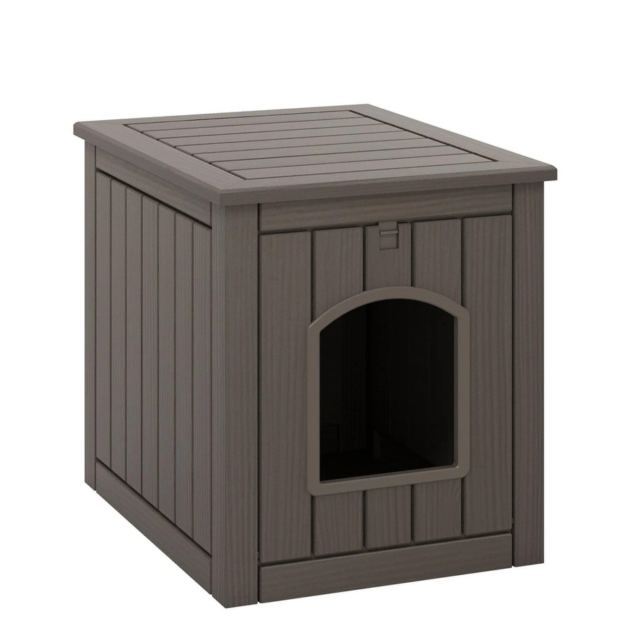 Costway Katzenklo Schrank in Grau mit Klapptür und erhöhtem Boden - Bild 2