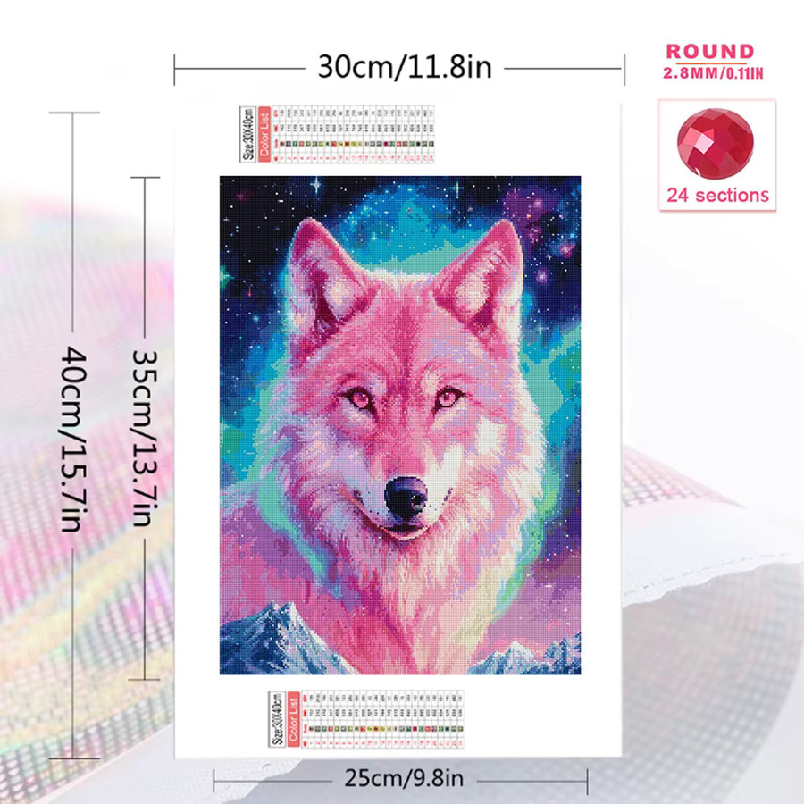 EverShine DIY Diamantmalerei Wolf im Schneeberg als Mosaik-Tier-Stickerei mit Strass-Bild zur Heimdekoration B/H: 30 x 30 cm - Bild 2