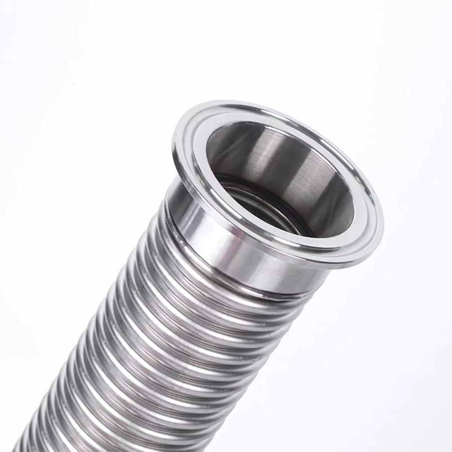 Edelstahl-Schnellverschlusskupplung mit Faltenbalg in Silber, 304 Sanitärqualität für Lebensmittel und Weingewerbe, Metallschlauchklemmenverbinder für Vakuumrohre - Bild 2
