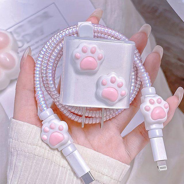 Kabel-Schutzhülle mit Katzenkralle-Design für iPhone Lightning Ladegeräte in Pink - Bild 1