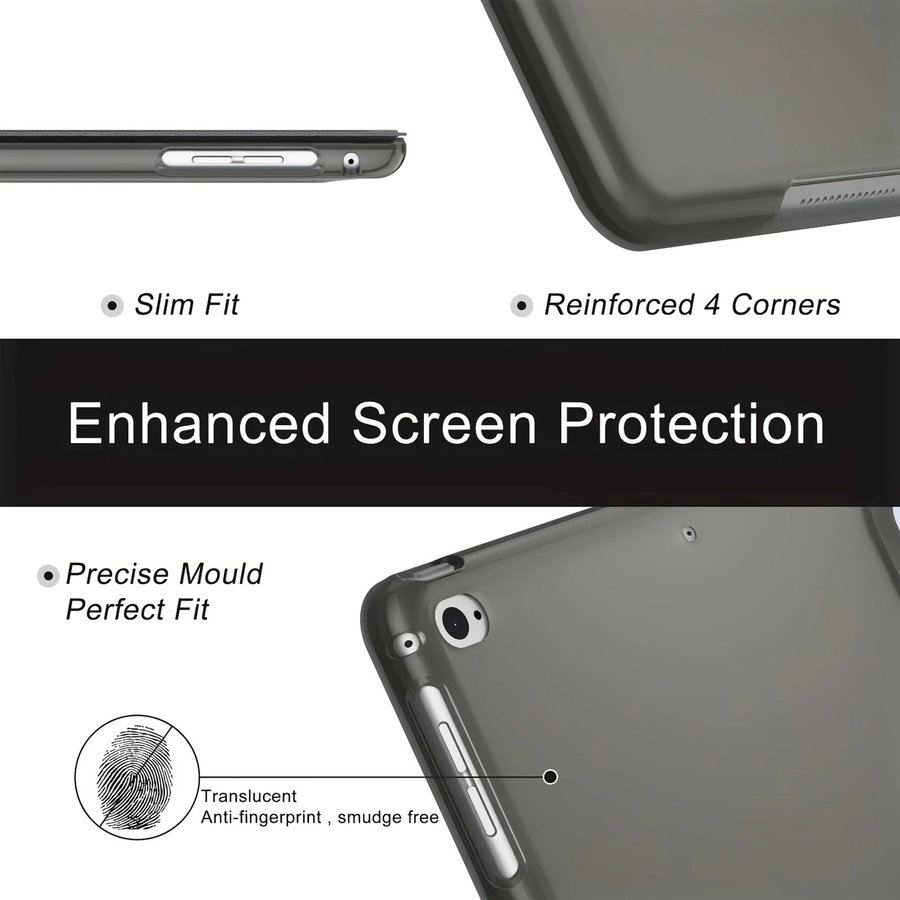 Smart Case von tzion für iPad 9,7 Zoll (iPad 6./5. Generation und iPad Air 2/Air 1), Slim Soft TPU Stand Cover in Schwarz - Bild 3