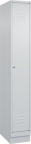 C+P Spind Classic PLUS Garderobenschrank mit Sockel, 1 Abteil, Grau, H x B x T: 195 x 30 x 50 cm, mit Zylinderschloss, 4 Garderobenhaken und mittiger Trennwand - Bild 1