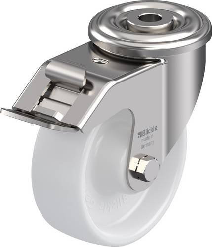 Blickle LEXR-PO 100XR-FI Lenkrolle mit Feststeller aus Edelstahl in Weiß, Rad-Durchmesser: 100 mm, Tragfähigkeit: 150 kg - Bild 1