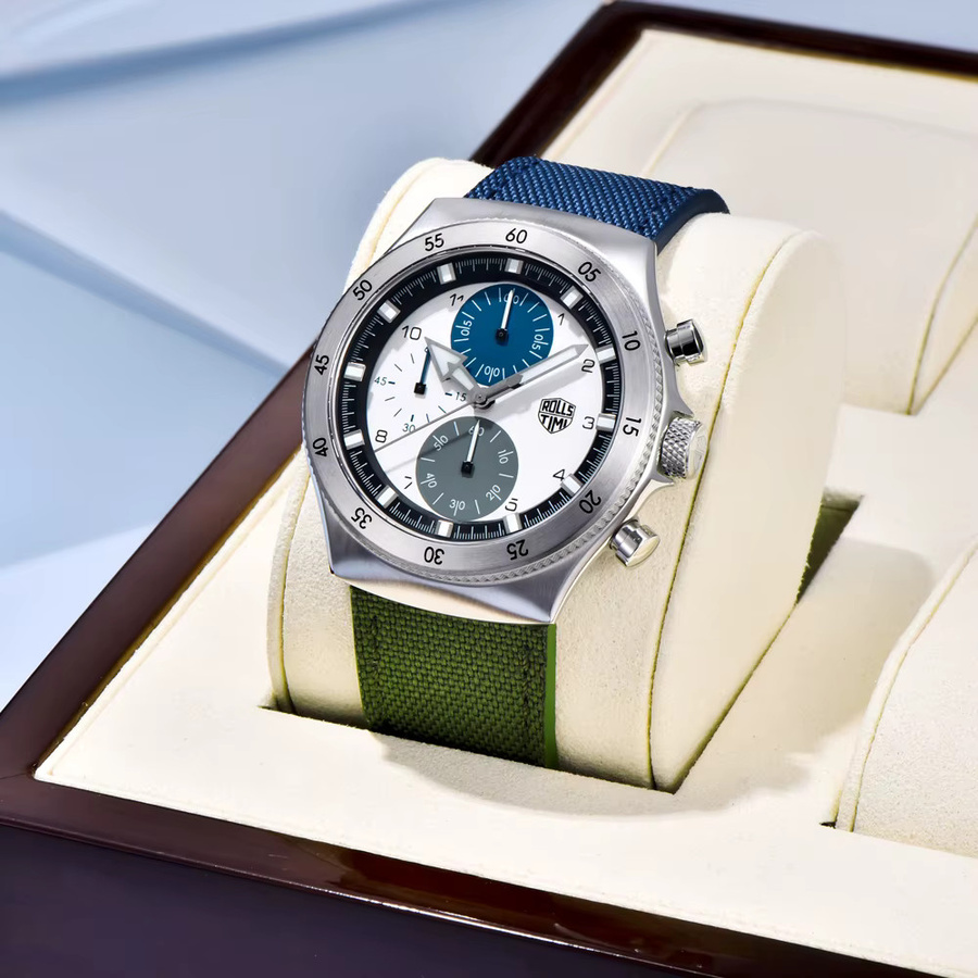 RollsTimi Armbanduhr Chronograph, Quarz, Saphirglas, Nylon, Grün, Herren - Bild 3