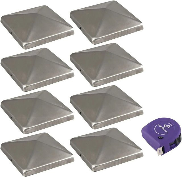 vasalat Pfostenkappe Set aus Edelstahl in Silber für 9x9 cm Pfosten inklusive Schrauben - Bild 1