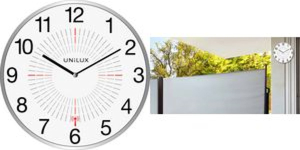 UNiLUX Wanduhr Outdoor Funkgesteuert, Silber, Durchmesser: 35,5 cm