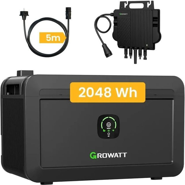 Growatt NOAH 2000 Solarspeicher mit NEO 800M-X Mikrowechselrichter in Schwarz mit Wi-Fi, 2048Wh - Bild 1