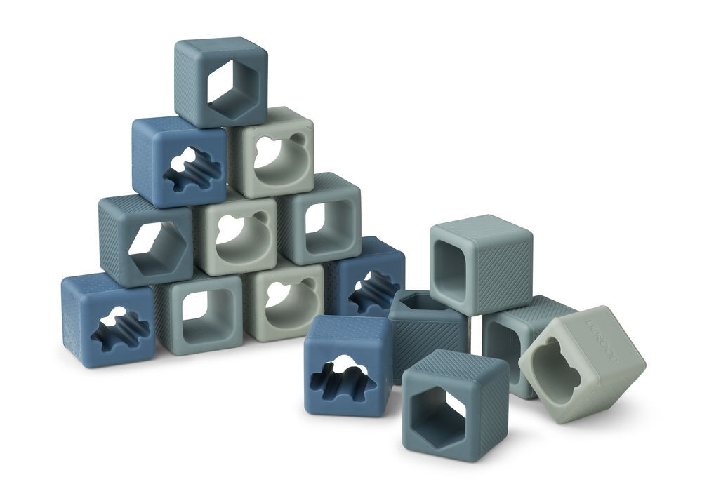 Liewood Loren Stapelblöcke, 16-teiliges Set, Blue multi mix - Bild 1