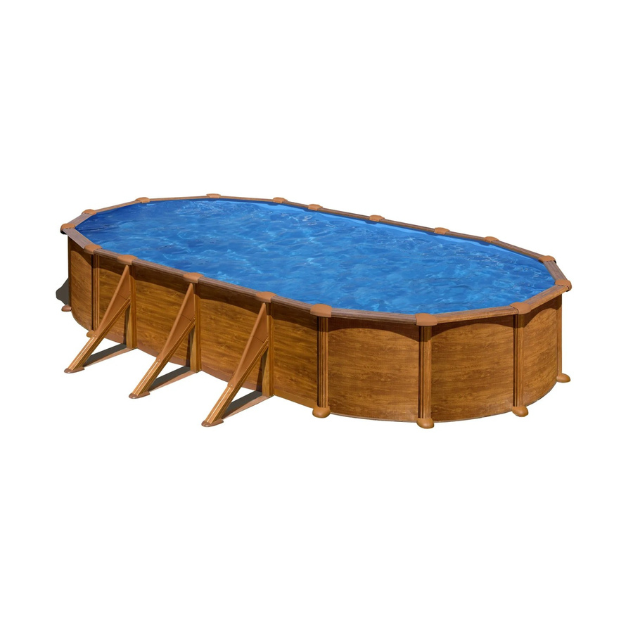 Gre Pool Mauritius Oval Aufstellpool mit Holzoptik in Holzfarben, B/T/H: 610 x 375 x 132 cm - Bild 2