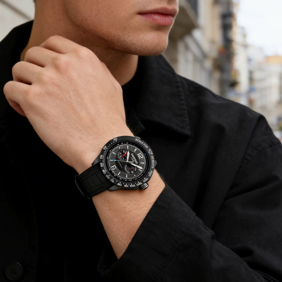 Deesio Armbanduhr Herren, Automatik, Kohlefaser, Silikon, Schwarz - Bild 4