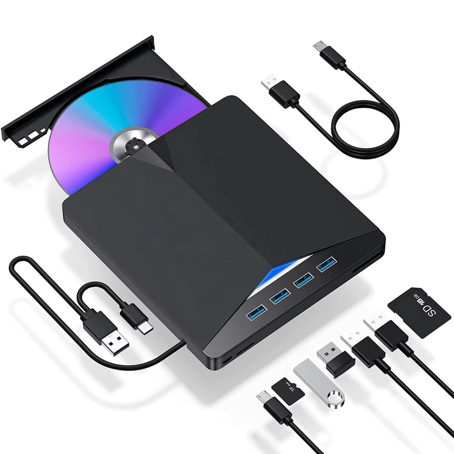 Ammtoo 7-in-1 USB 3.0 Externes CD-DVD-RW Laufwerk, Tragbarer DVD-Brenner in Schwarz, Kompatibel mit Windows 7/8/10 für Laptop und Desktop - Bild 3