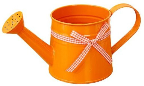 Shenligg Mini-Gießkanne aus Metall in Orange mit Schleifenverzierung und ergonomischem Griff, 1 l - Bild 1