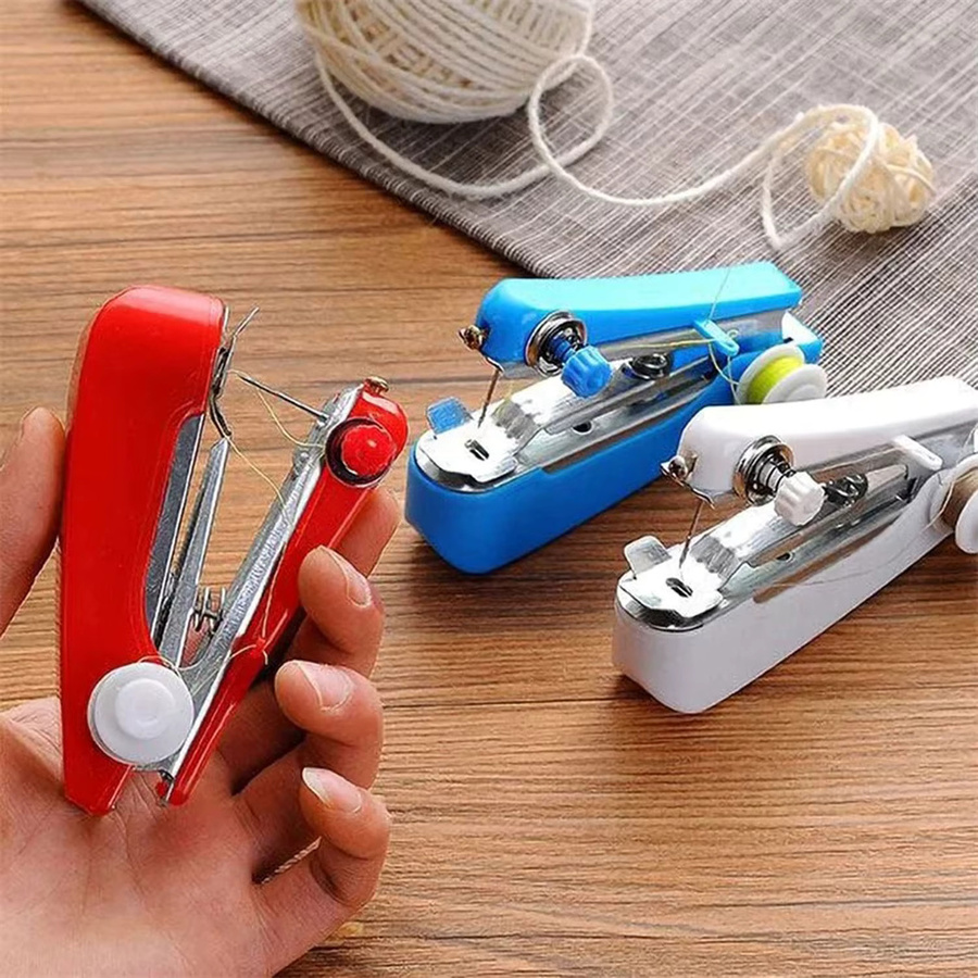 Hase Handheld Nähmaschine für Kleidung und Stoffe in Blau, Mini Manuelle Stichmaschine für DIY Handarbeit - Bild 1