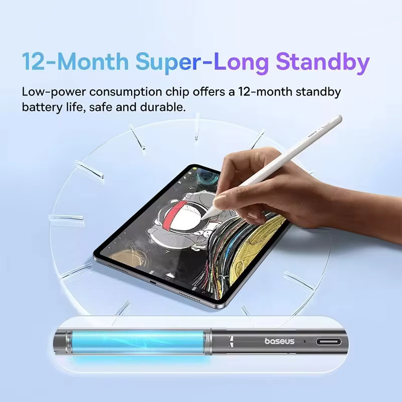 Baseus Stylus Lite Magnetischer Touch-Stift mit LED für Apple iPad Pro 2018-2023 in Weiß - Bild 3